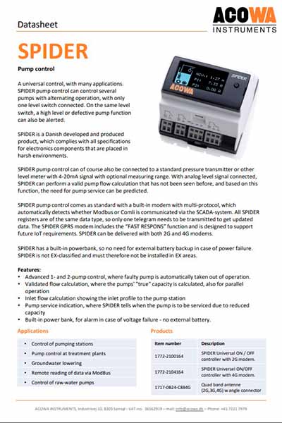 Image of manual for SPIDER pump control